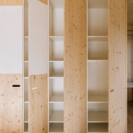 Built-in wooden cupboards in the Sportfeld pavilion