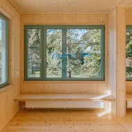 Bench inside the Sportfeld pavilion