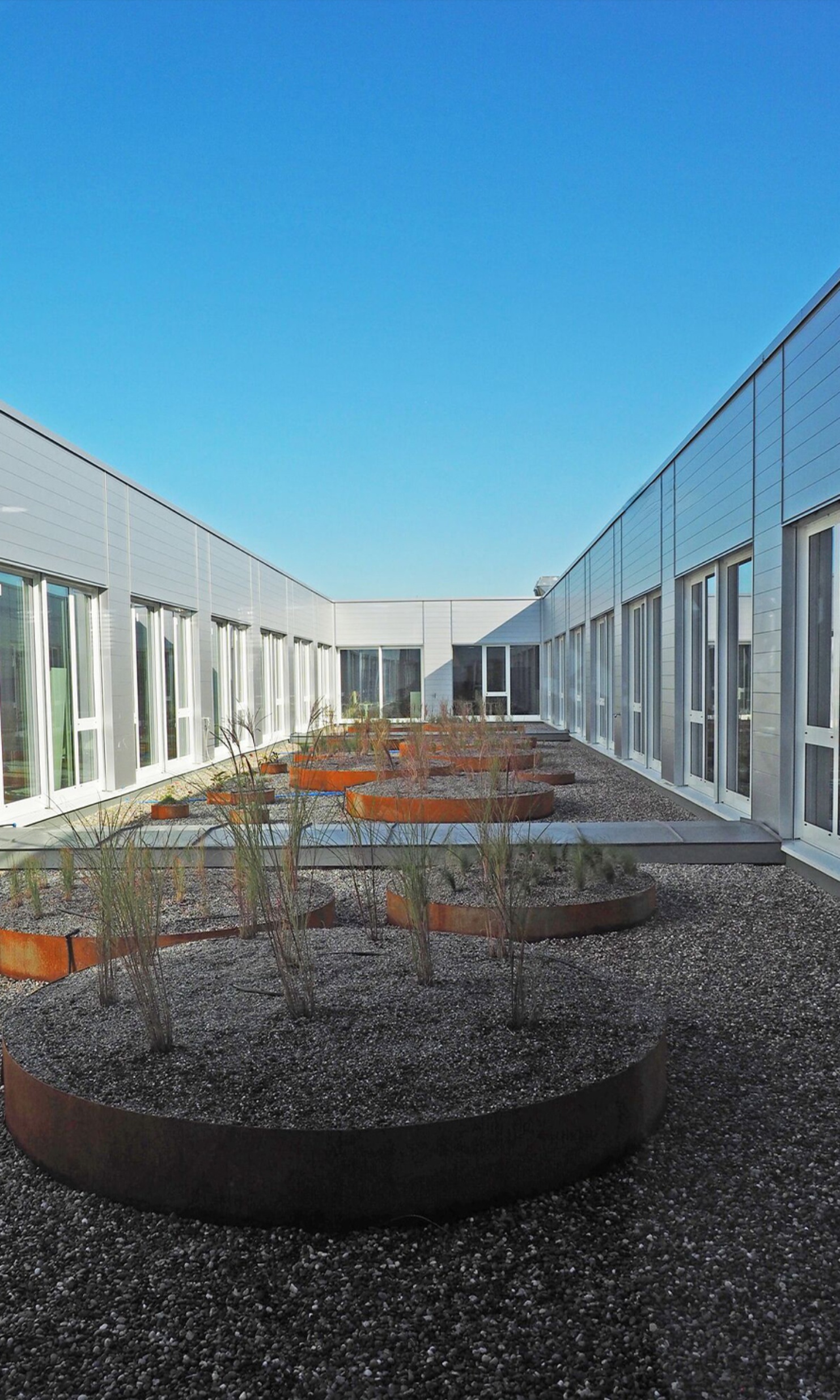 View of the courtyard terrace with green light well