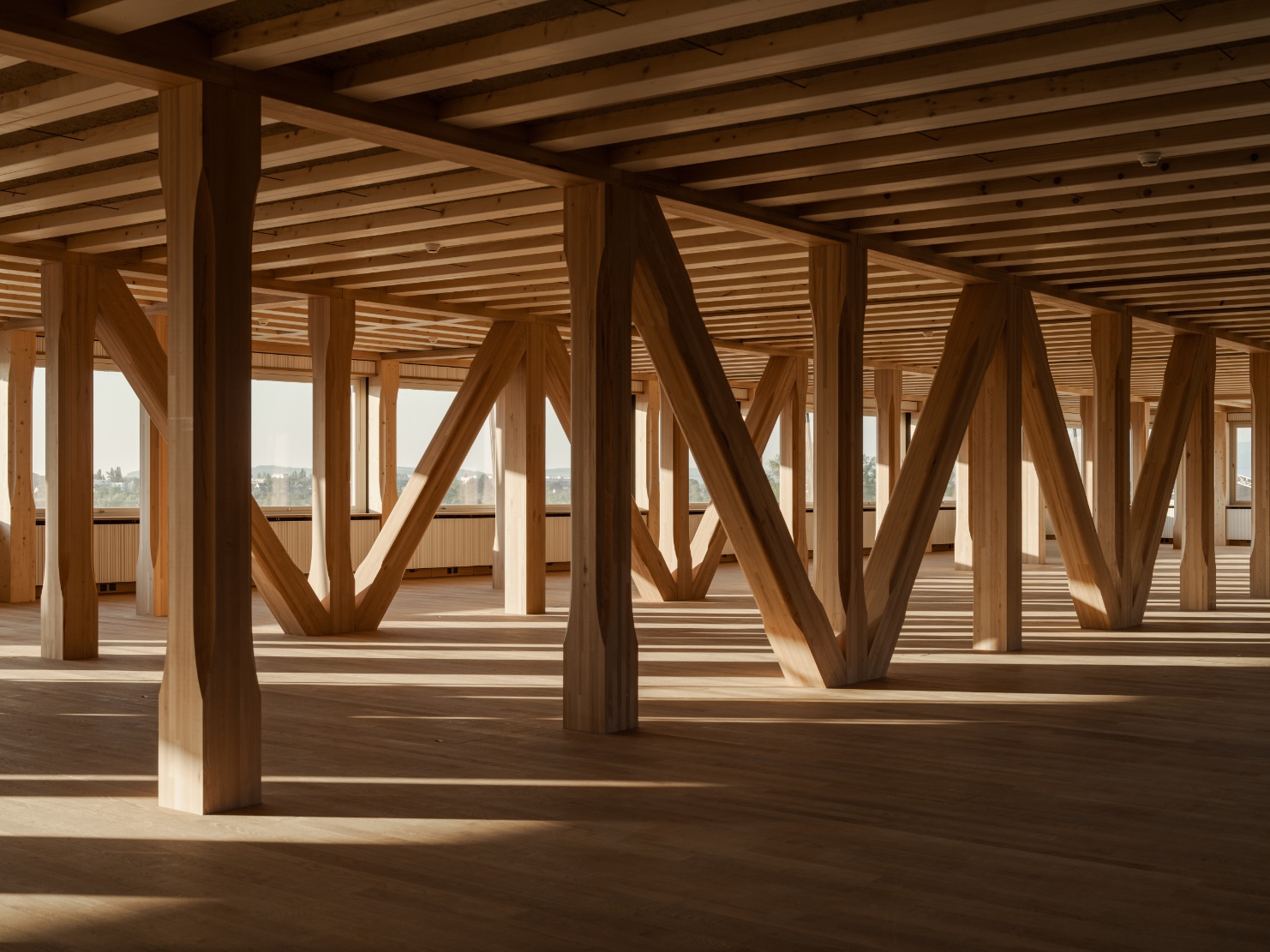 Structure en bois de l’immeuble de bureaux HORTUS à Bâle.