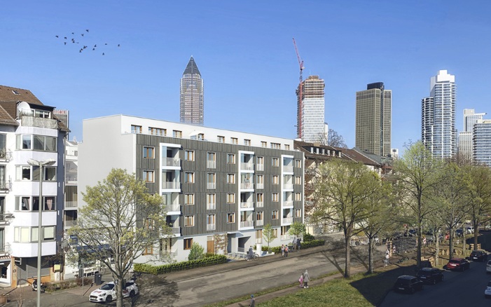 Visualisierung der Wohnüberbauung Frankenallee in Frankfurt