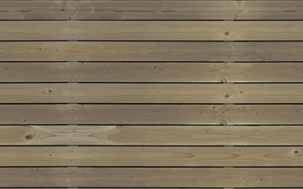 Vue d’une terrasse imprégnée sous pression.