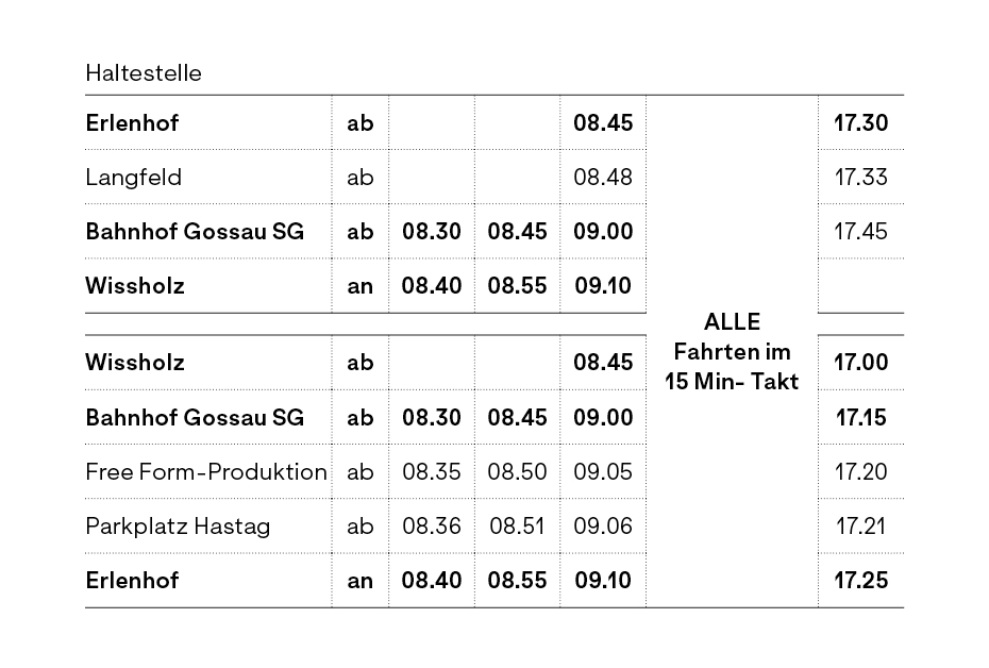 Bus-Fahrplan Tag der offenen Tür 2025